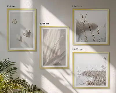 Boho style wall art set of 4 textured close-up pieces