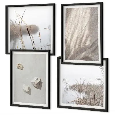 Boho style wall art set of 4 textured close-up pieces