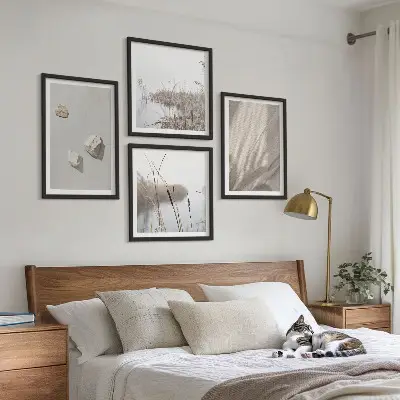 Boho style wall art set of 4 textured close-up pieces