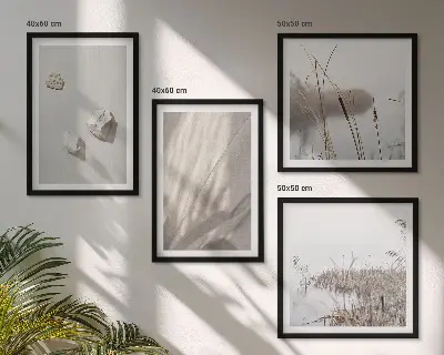 Boho style wall art set of 4 textured close-up pieces