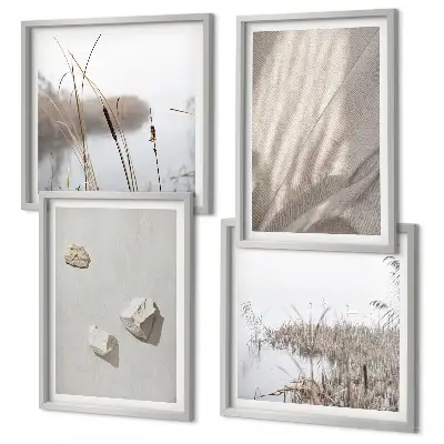 Boho style wall art set of 4 textured close-up pieces