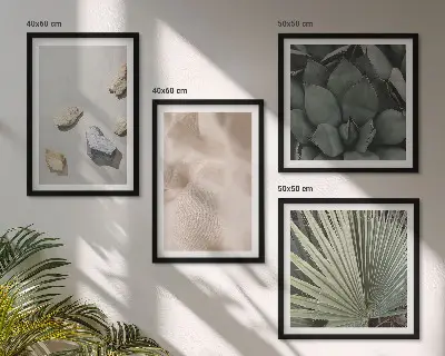 Wall art set of 4 stones wood and fabric textures