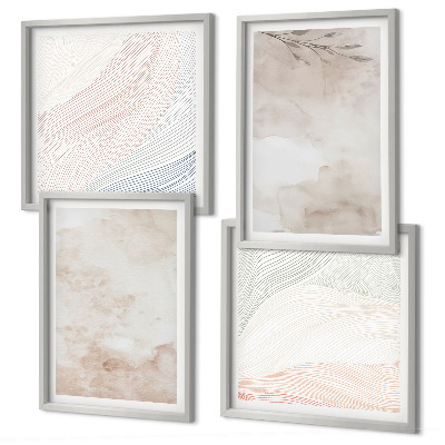 Wall art set Watercolor leaves in pastel