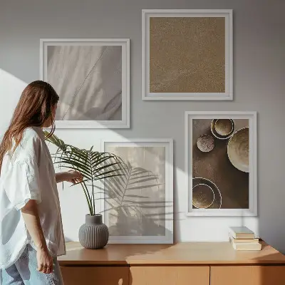 Multi-piece wall decor set minimalist structures and textures design