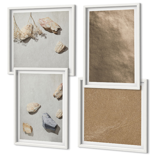 Set of 4 wall art pieces Beach stones natural structures