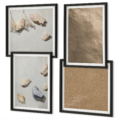 Set of 4 wall art pieces Beach stones natural structures