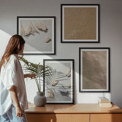 Set of 4 wall art pieces Beach stones natural structures