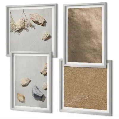 Beach stones natural structures wall art set of 4 pieces