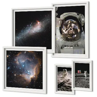 Framed photo set Astronauts landing on the Moon