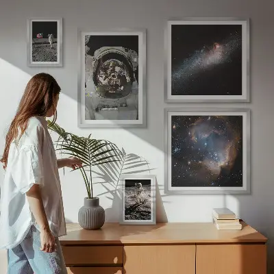 Framed photo set Astronauts landing on the Moon