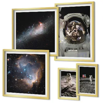 Framed photo set Astronauts landing on the Moon