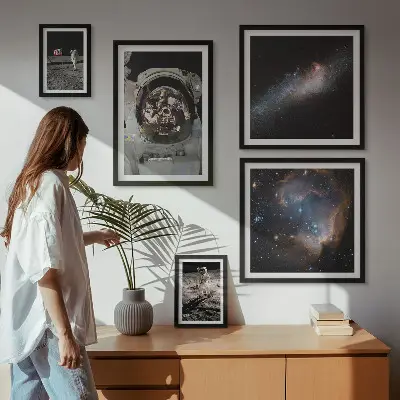 Framed photo set Astronauts landing on the Moon