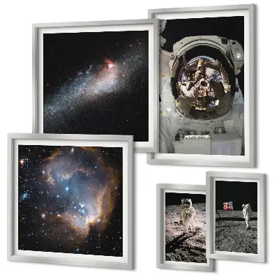 Framed photo set Astronauts landing on the Moon