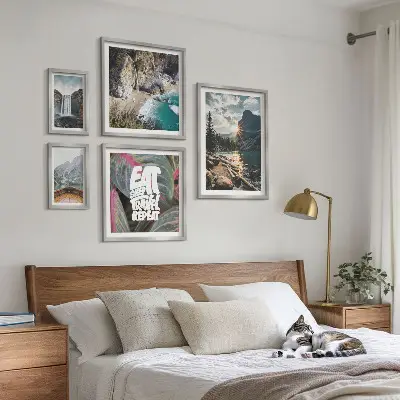 Set of 5 wall art pieces Landscapes of mountain waterfalls