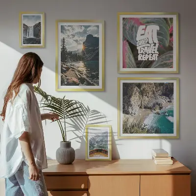 Mountain waterfall landscape wall art set of 5 pieces