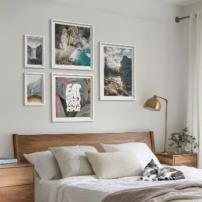Set of 5 wall art pieces Landscapes of mountain waterfalls