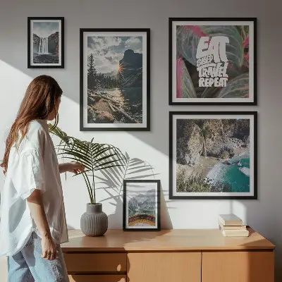 Mountain waterfall landscape wall art set of 5 pieces
