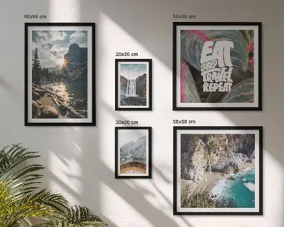 Set of 5 wall art pieces Landscapes of mountain waterfalls