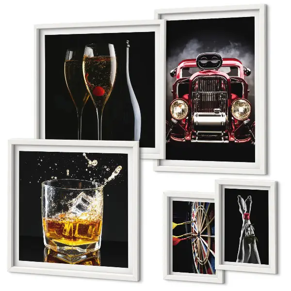 Gallery wall Stylish retro car and drink themes