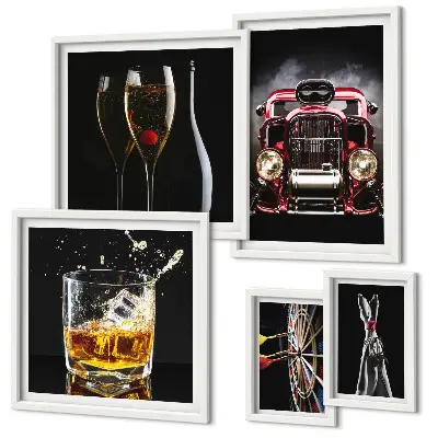 Gallery wall Stylish retro car and drink themes