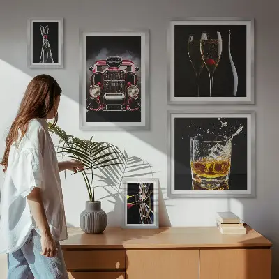 Gallery wall Stylish retro car and drink themes