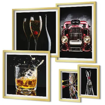 Gallery wall Stylish retro car and drink themes