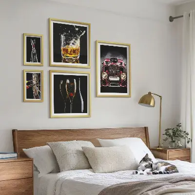 Gallery wall stylish retro car and drink theme set