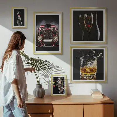 Gallery wall Stylish retro car and drink themes