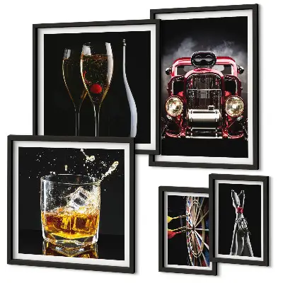 Gallery wall Stylish retro car and drink themes