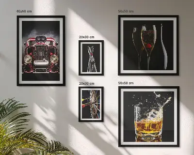 Gallery wall stylish retro car and drink theme set