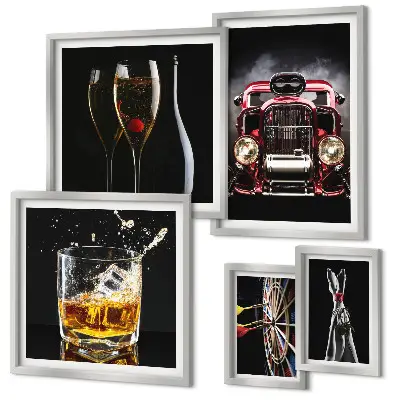 Gallery wall Stylish retro car and drink themes