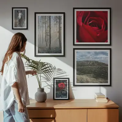 Framed photo set Nature flowers different styles