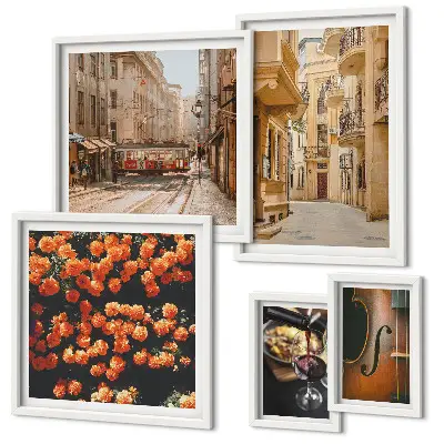 Charming streets of flavors wall art set of 5 pieces