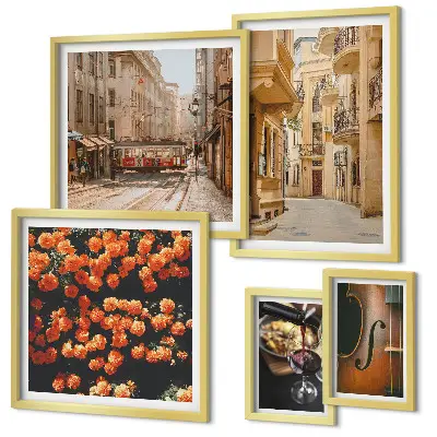 Charming streets of flavors wall art set of 5 pieces