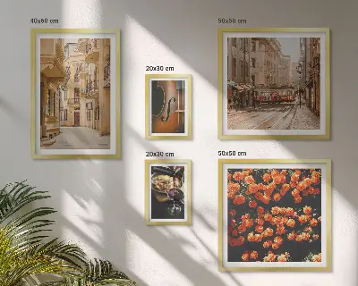 Set of 5 wall art pieces Charming streets of flavors