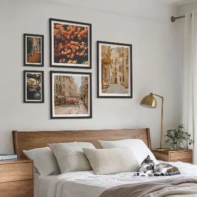 Set of 5 wall art pieces Charming streets of flavors