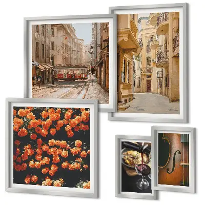 Charming streets of flavors wall art set of 5 pieces