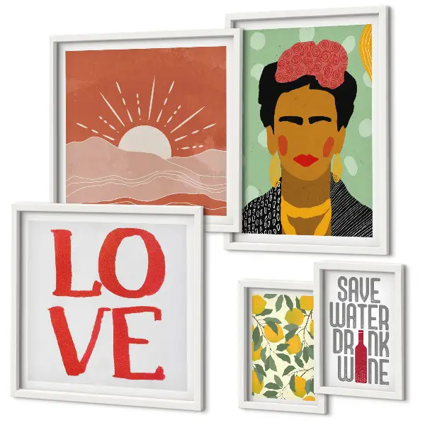 Gallery wall Boho style flowers woman