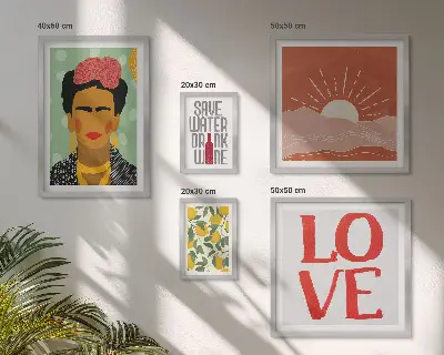 Gallery wall Boho style flowers woman
