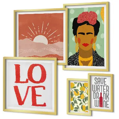 Gallery wall Boho style flowers woman