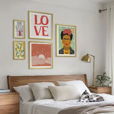 Gallery wall Boho style flowers woman