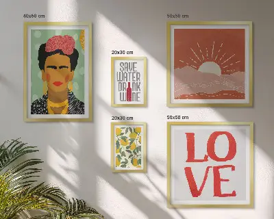 Gallery wall Boho style flowers woman