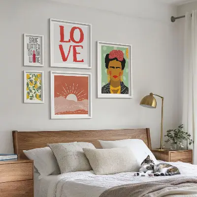Gallery wall Boho style flowers woman