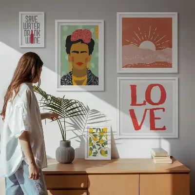 Gallery wall Boho style flowers woman