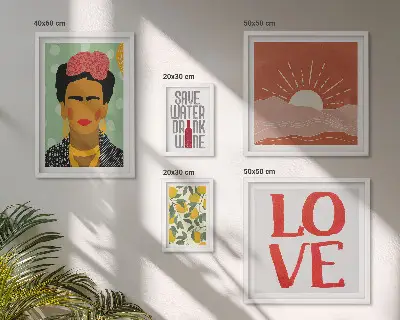 Gallery wall Boho style flowers woman
