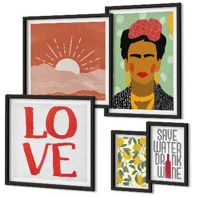 Gallery wall Boho style flowers woman