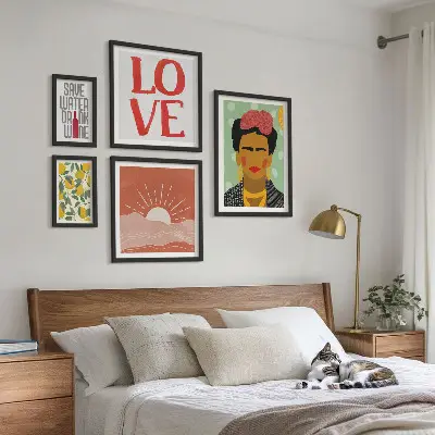Gallery wall Boho style flowers woman