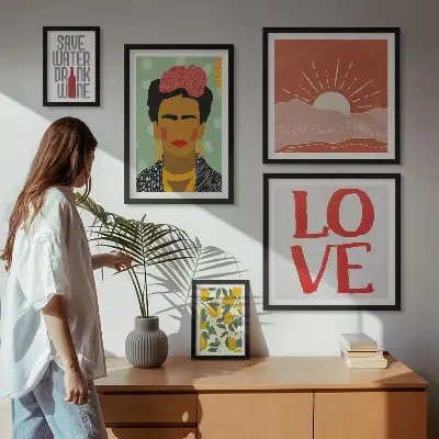 Gallery wall Boho style flowers woman