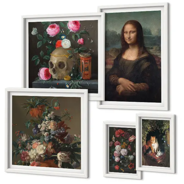 Framed photo set Vintage floral portraits