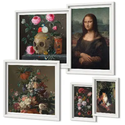 Framed photo set Vintage floral portraits